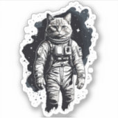 Sticker Conception de chat par astronaute d'encre noire (Devant)