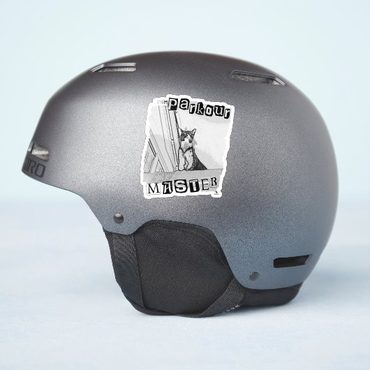 Sticker Conception de chat punk drôle maître de parkour ép (Côté casque)