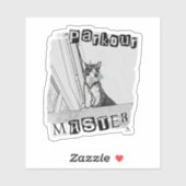 Sticker Conception de chat punk drôle maître de parkour ép (Feuille)