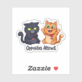 Sticker Conception de chats mignons attirés par les opposé (Feuille)