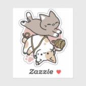 Sticker Conception de chats mignons et joueurs – Art de pa (Feuille)