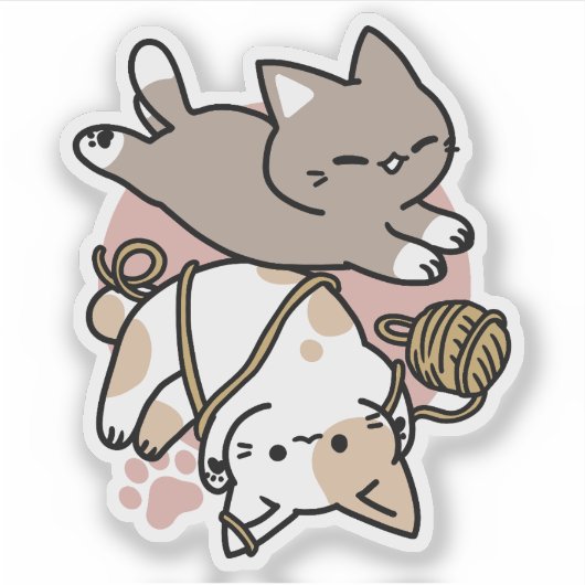 Sticker Conception de chats mignons et joueurs – Art de pa (Devant)