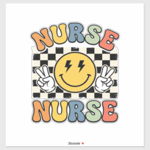 Sticker Conception de chemise à carreaux smiley d'infirmiè