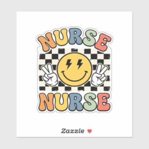 Sticker Conception de chemise à carreaux smiley d'infirmiè