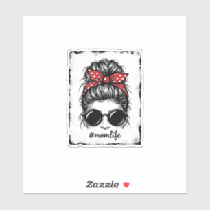 Sticker Conception de chemise bandana Bun Messy Vie de mam