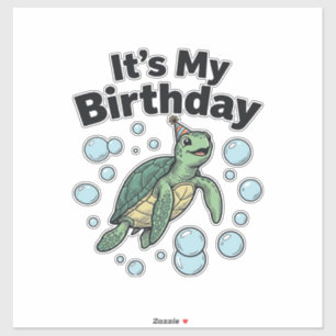 Sticker Conception de chemise d'anniversaire de tortue mar