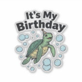 Sticker Conception de chemise d'anniversaire de tortue mar (Devant)