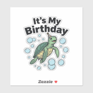 Sticker Conception de chemise d'anniversaire de tortue mar