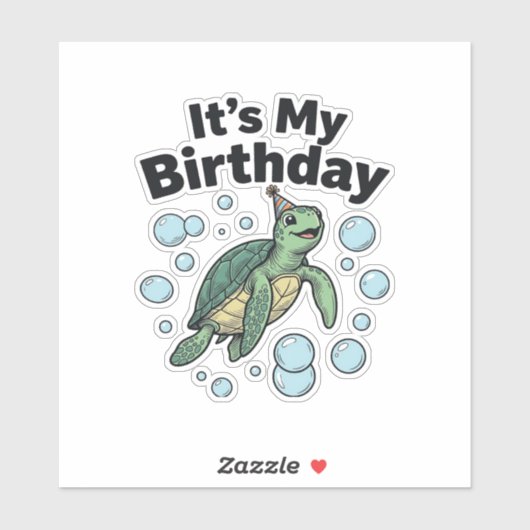 Sticker Conception de chemise d'anniversaire de tortue mar (Feuille)
