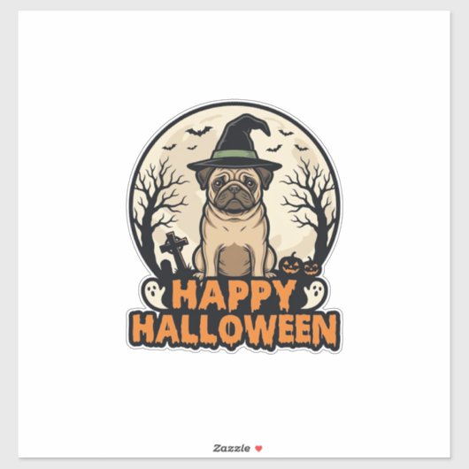 Sticker Conception de chemise de chapeau de sorcière Hallo (Feuille)