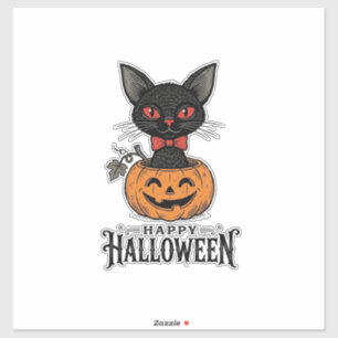 Sticker Conception de chemise de citrouille de chat noir H