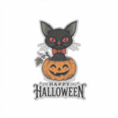 Sticker Conception de chemise de citrouille de chat noir H (Devant)
