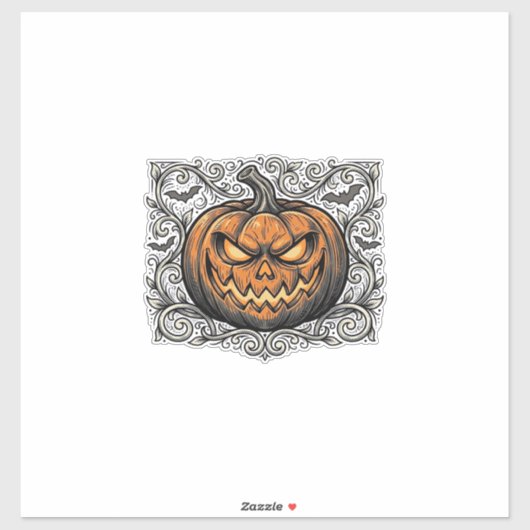 Sticker Conception de chemise de citrouille Halloween Grav (Feuille)