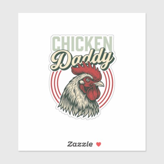 Sticker Conception de chemise de coq de papa de poulet vin (Feuille)