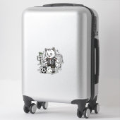 Sticker Conception de chemise de gravure de chat de footba (Sur valise)