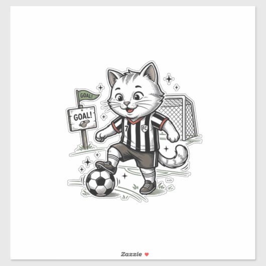 Sticker Conception de chemise de gravure de chat de footba (Feuille)
