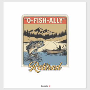 Sticker Conception de chemise de pêche vintage O-Fish-Ally