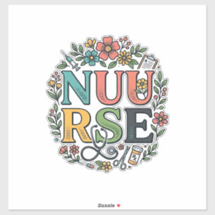 Sticker Conception de chemise d'infirmière florale Art méd