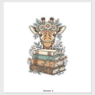 Sticker Conception de chemise florale de girafe vintage li