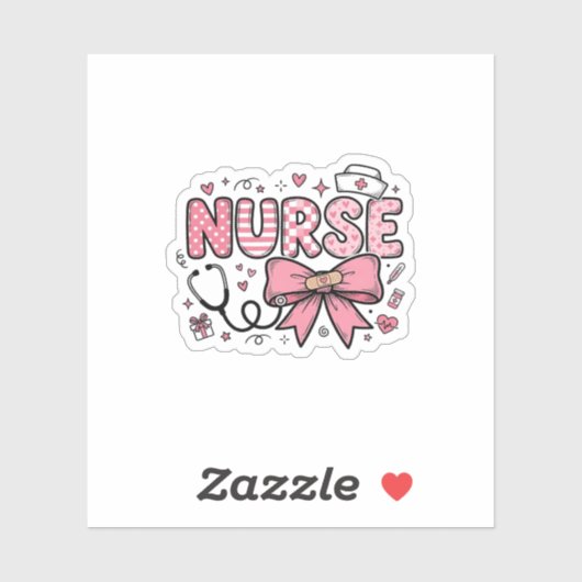 Sticker Conception de chemise vectorielle Cute Nurse Bow H (Feuille)