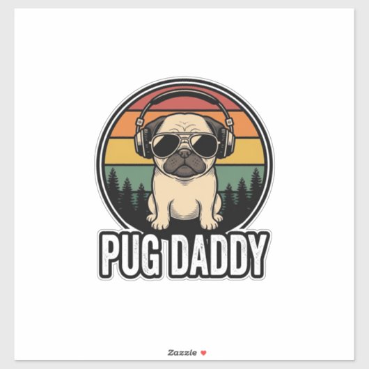 Sticker Conception de chemise vectorielle pour chien Pug D (Feuille)