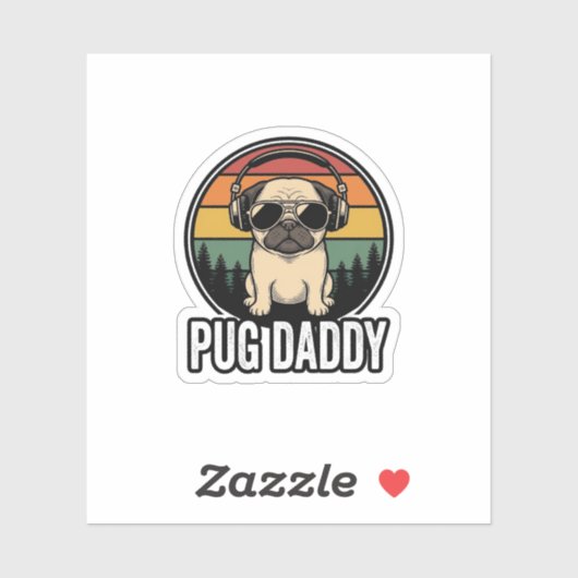 Sticker Conception de chemise vectorielle pour chien Pug D (Feuille)
