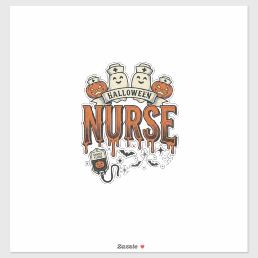 Sticker Conception de citrouille de fantôme d'infirmière d (Feuille)