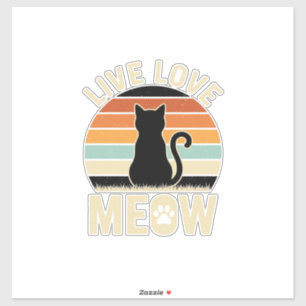 Sticker Conception de coucher de soleil de chat vintage Li