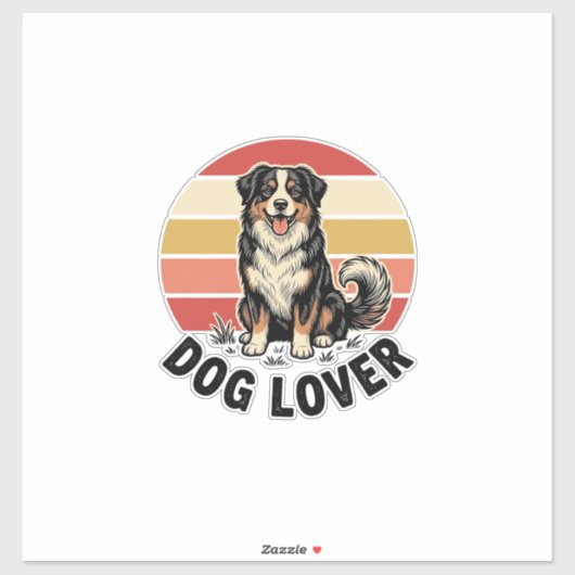 Sticker Conception de coucher de soleil de chien mignon gr (Feuille)