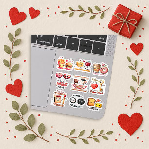 Sticker Conception de couple d'aliments kawaii colorés et