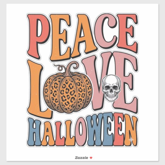 Sticker Conception de crâne de citrouille Halloween d'amou (Feuille)