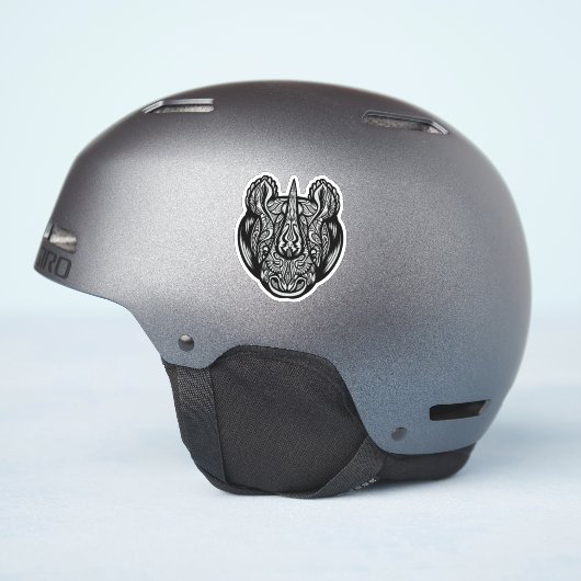 Sticker Conception de décoration de visage de rhinocéros (Côté casque)