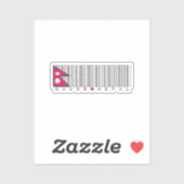 Sticker Conception de drapeau à code-barres Made in Nepal (Feuille)