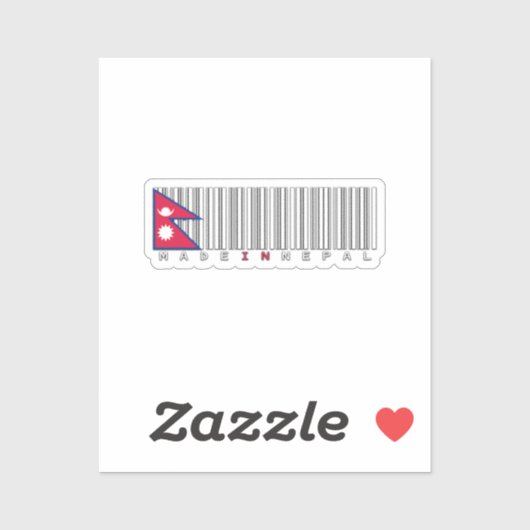Sticker Conception de drapeau à code-barres Made in Nepal (Feuille)
