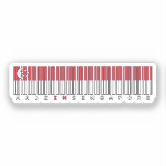 Sticker Conception de drapeau à code-barres Made in Singap (Recto)