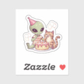 Sticker Conception de fête d'anniversaire d'alien mignon (Feuille)