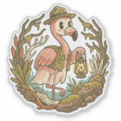 Sticker Conception de flamant rose rétro effrayant des mar (Devant)