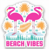Sticker Conception de flamants roses de vibes de plage (Recto)
