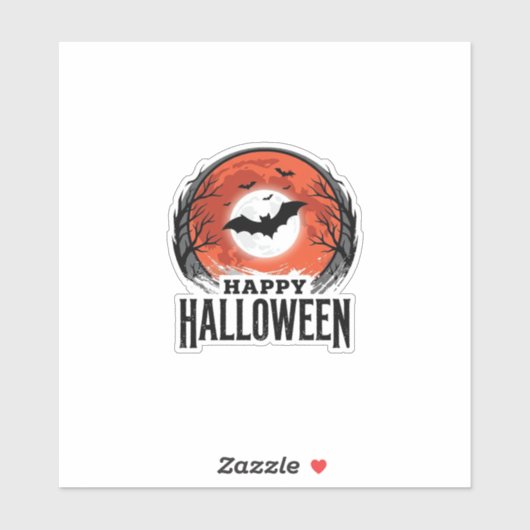 Sticker Conception de gravure de chauve-souris de lune d'H (Feuille)
