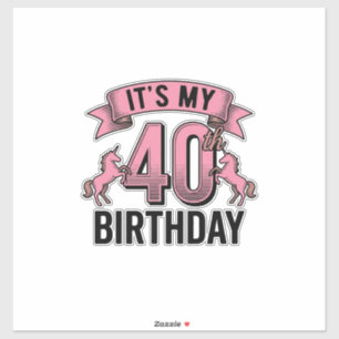 Sticker Conception de gravure vintage de licorne pour 40e