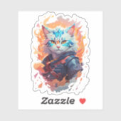 Sticker Conception de guerrier chat ninja mignon (Feuille)