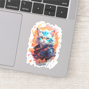 Sticker Conception de guerrier chat ninja mignon