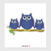 Sticker Conception de hiboux bleus (Feuille)