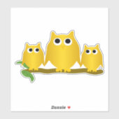 Sticker Conception de hiboux en or (Feuille)