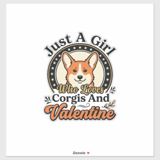 Sticker Conception de la Saint-Valentin Corgi pour les ama (Feuille)