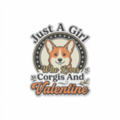 Sticker Conception de la Saint-Valentin Corgi pour les ama (Devant)