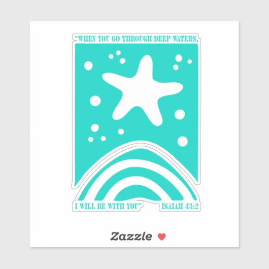 Sticker Conception de l'étoile de mer chrétienne Quand vou (Feuille)