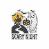 Sticker Conception de maison hantée Halloween de nuit effr (Devant)