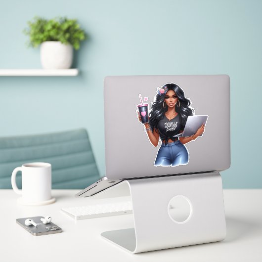 Sticker Conception de marque de Reine de l'Artisanat Afro- (Ordinateur portable sur le bureau)