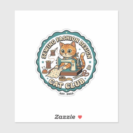 Sticker Conception de mode de couture Chat Cadeau pour ama (Feuille)